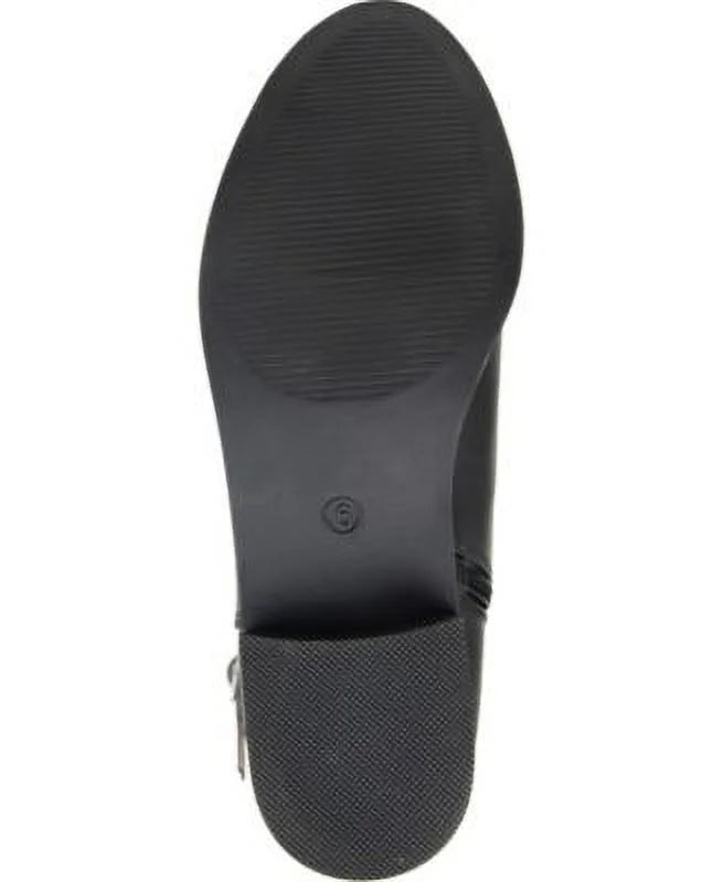 COLLECTION Goring Boot WC Almond Block Zip-Up Accent Frenchy Womens Toe Heel 8.5 Riding JOURNEE Comfort Buckle Black