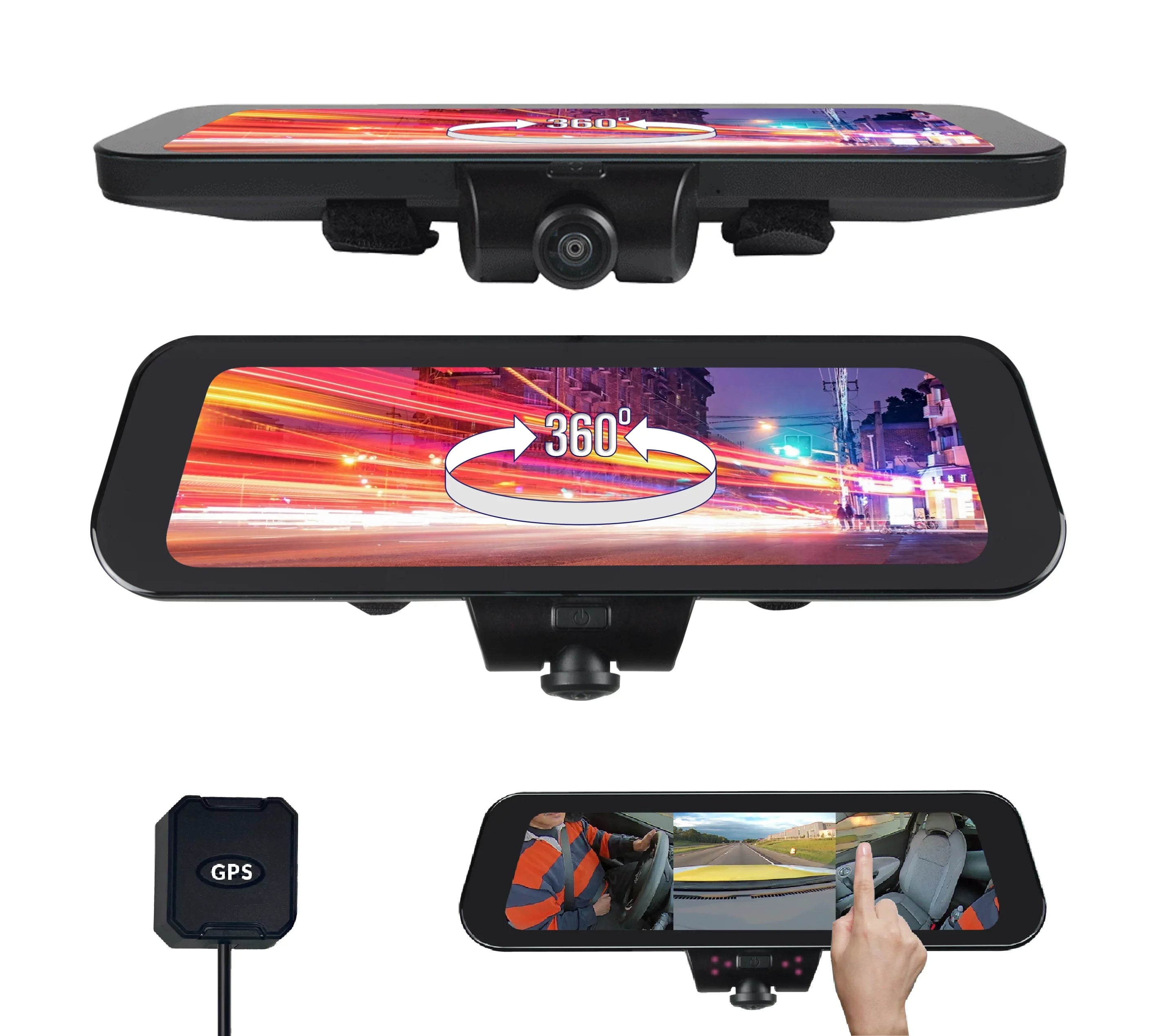Rearview Auto View Day/Night, Video-in DIY Touchscreen Dash 4K RYDEEN Backup Monitor Install, View Brightness 360 Mirror Frameless Camera with Surround 10-inch w/ TFT