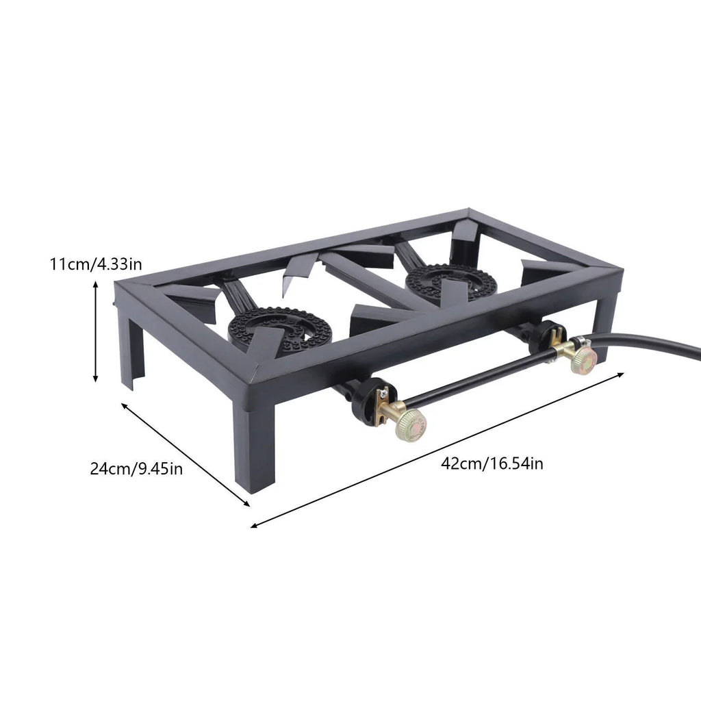 BBQ Stove Propane Hiking Cooker Camping W/ Outdoor 2 Gas Portable Burners Hose 8KW/27295BTU