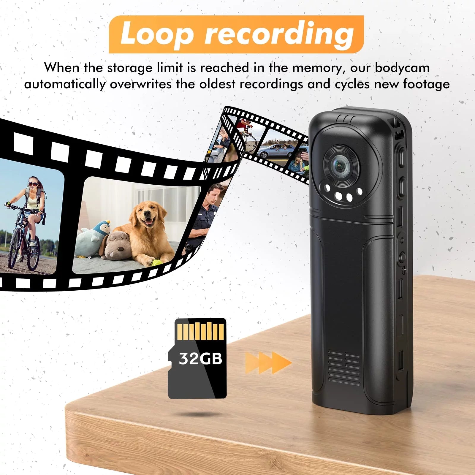WiFi with Body Recording and Z02 Camera Video Camera, 1296P (Only Camera) Body Audio Losfom Worn