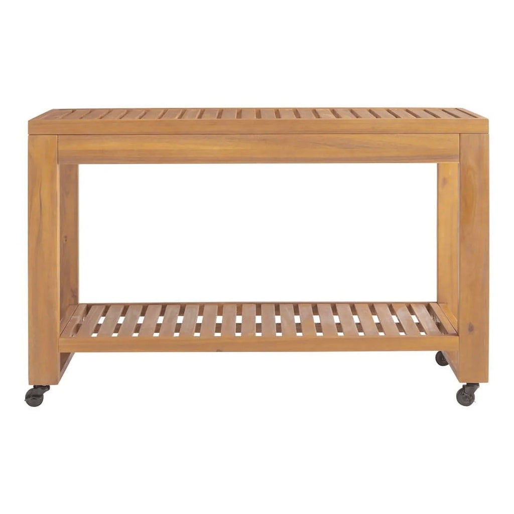 Slatted & Rolling Top Afuera Living in Island Natural Shelf Wood Outdoor Kitchen