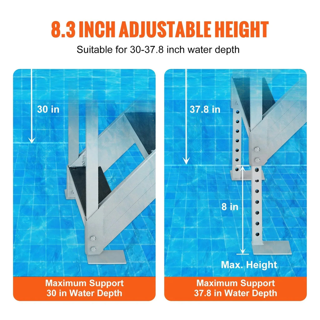 in. 4 Ladder Height, Capacity Stairs 30-38 Vevor Load Dock lbs Step Dock 500 Adjustable