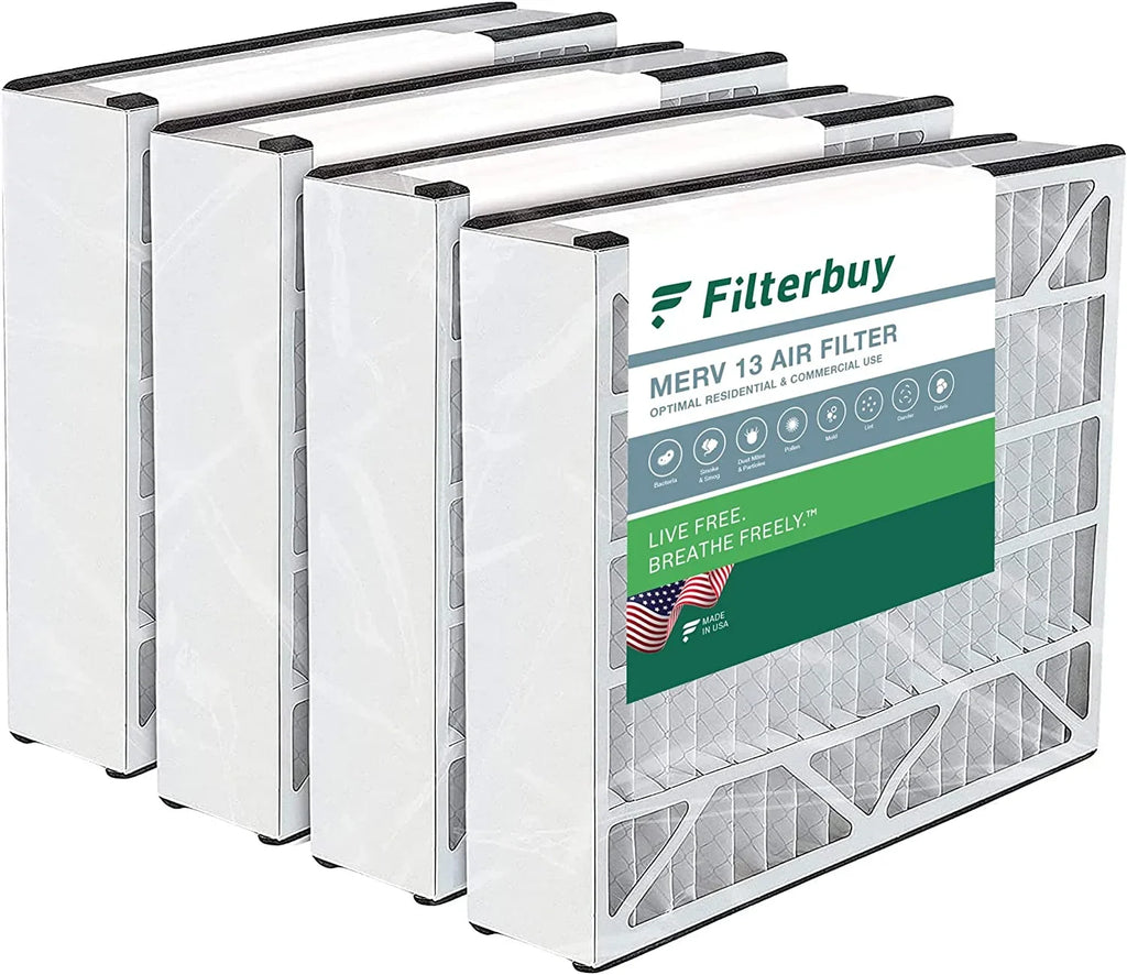 Filterbuy Bear 13 Pleated HVAC AC MERV Air Filters Furnace for 255649-103 (4-Pack) Air 20x20x5 Trion
