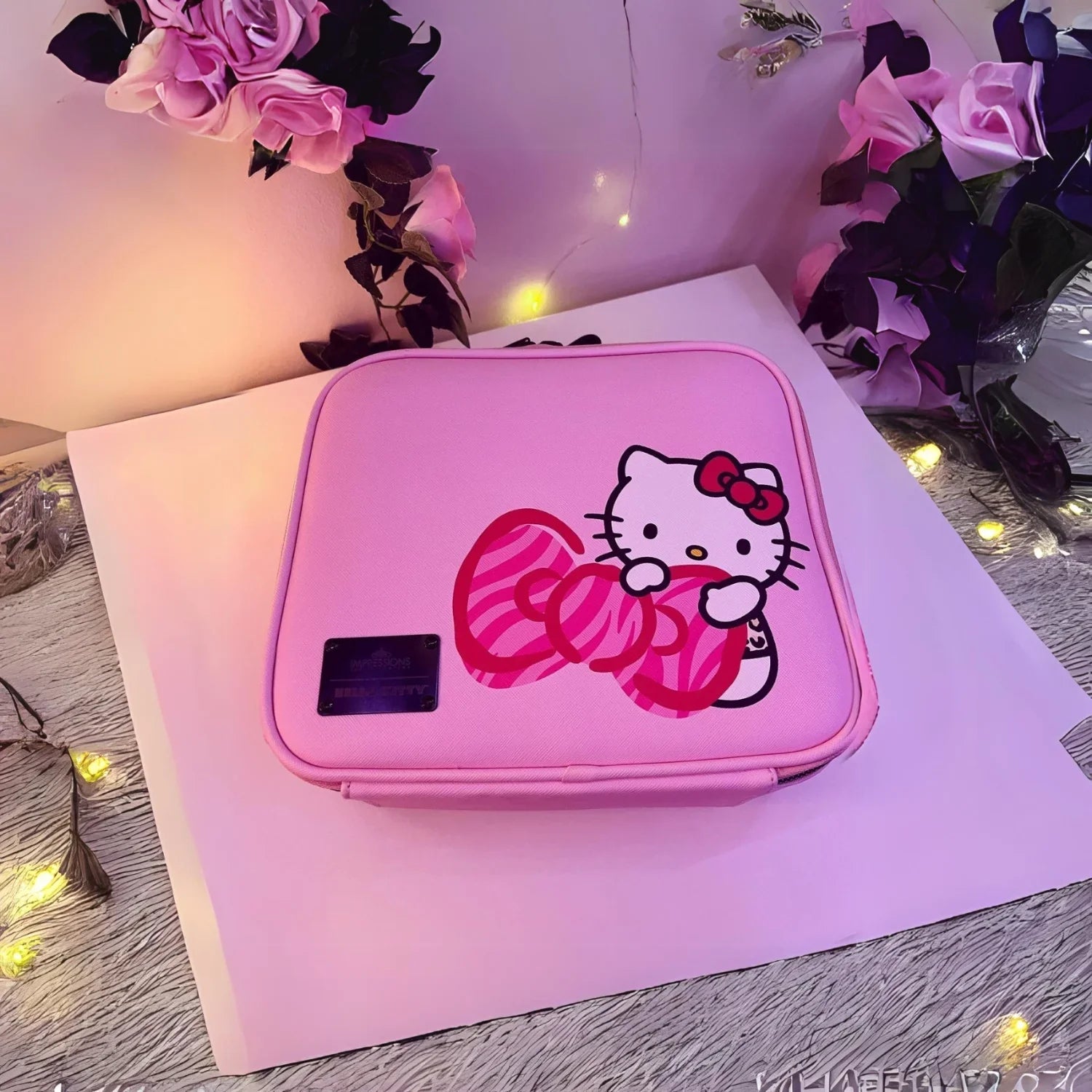 Bag Toiletry Travel Animal) Hello Faux Kitty Leather, Bag Cosmetic Impressions (Pink with Vanity