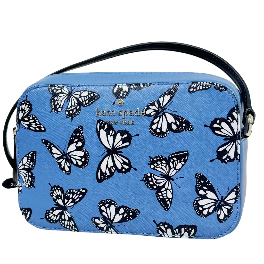 Sky Staci Crossbody Bag Blue Mini Kate Multi Spade Zip Camera Butterfly