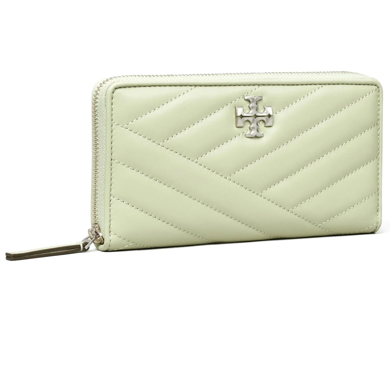 Tory Women's Continental Wallet Burch Kira Frost) Chevron Zip (Pine Leather