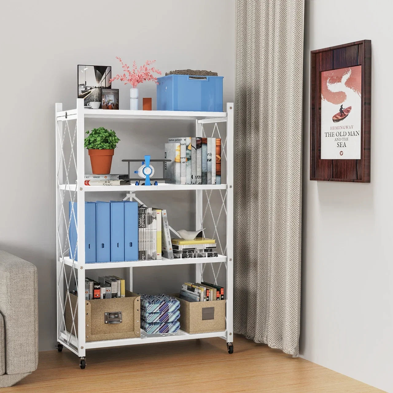 Tier Rack Metal Storage Style Heavy Shelving White QRInnovations Duty 3/4 Modern