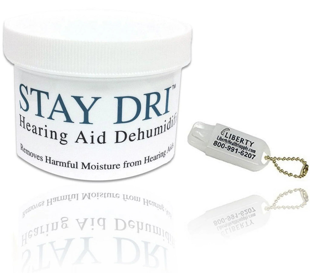 '- Battery Aid Hearing Aid Hearing Liberty Includes Holder Stay Dri Keychain Free Dehumidifier
