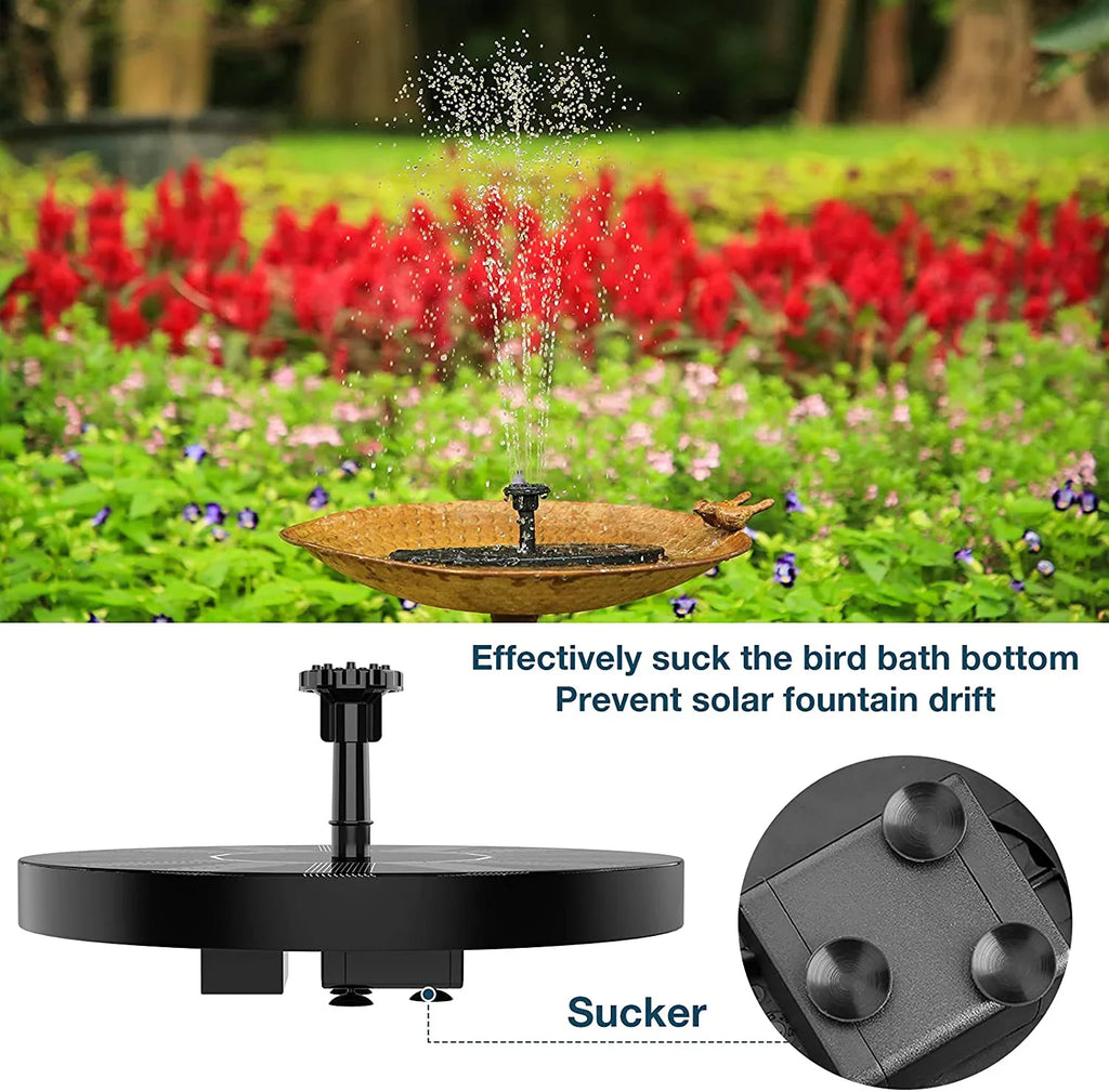 6 baths, fish 1.5W with nozzles upgraded independent outdoor Pump, solar gardens, Solar fountain, tanks, newly solar suitable bird fountains for bird pump water floating bath ponds, AISITIN Fountain