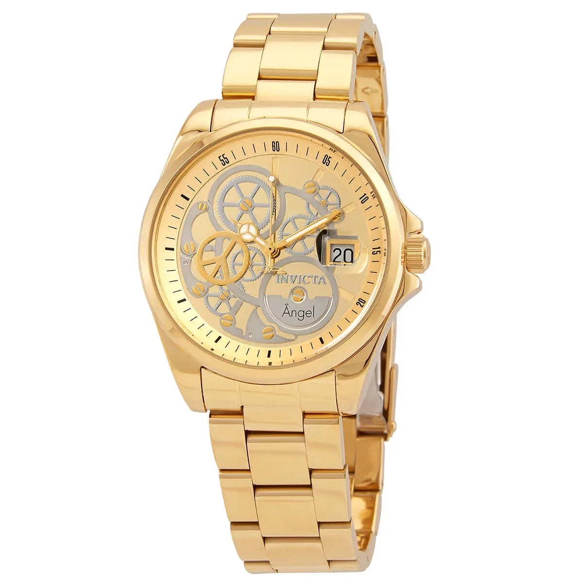 Gold 23568 Watch Yellow Bracelet Women's Dive Angel Steel Gold and Dial Silver