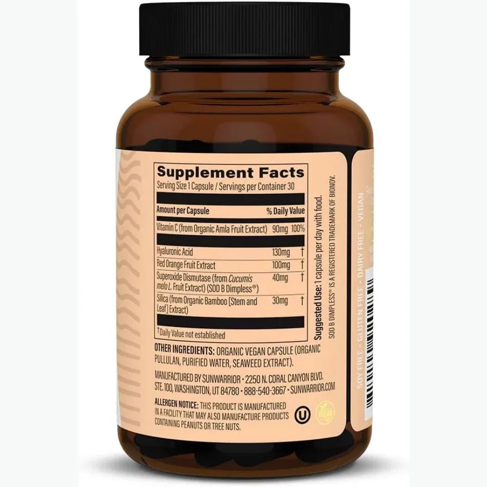 Skin Hyaluronic Acid Capsules, 30 Vitamin Care Cellulite Sunwarrior C Vegan | Ct Smooth with Care Supplements