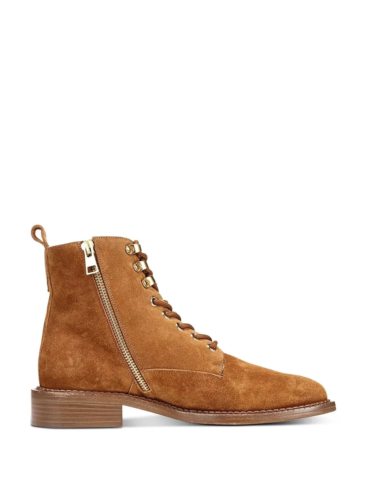 Zip-Up M Round Boots Toe Hiking Block VINCE. Brown 8 Leather Womens Heel Comfort Cabria Lace