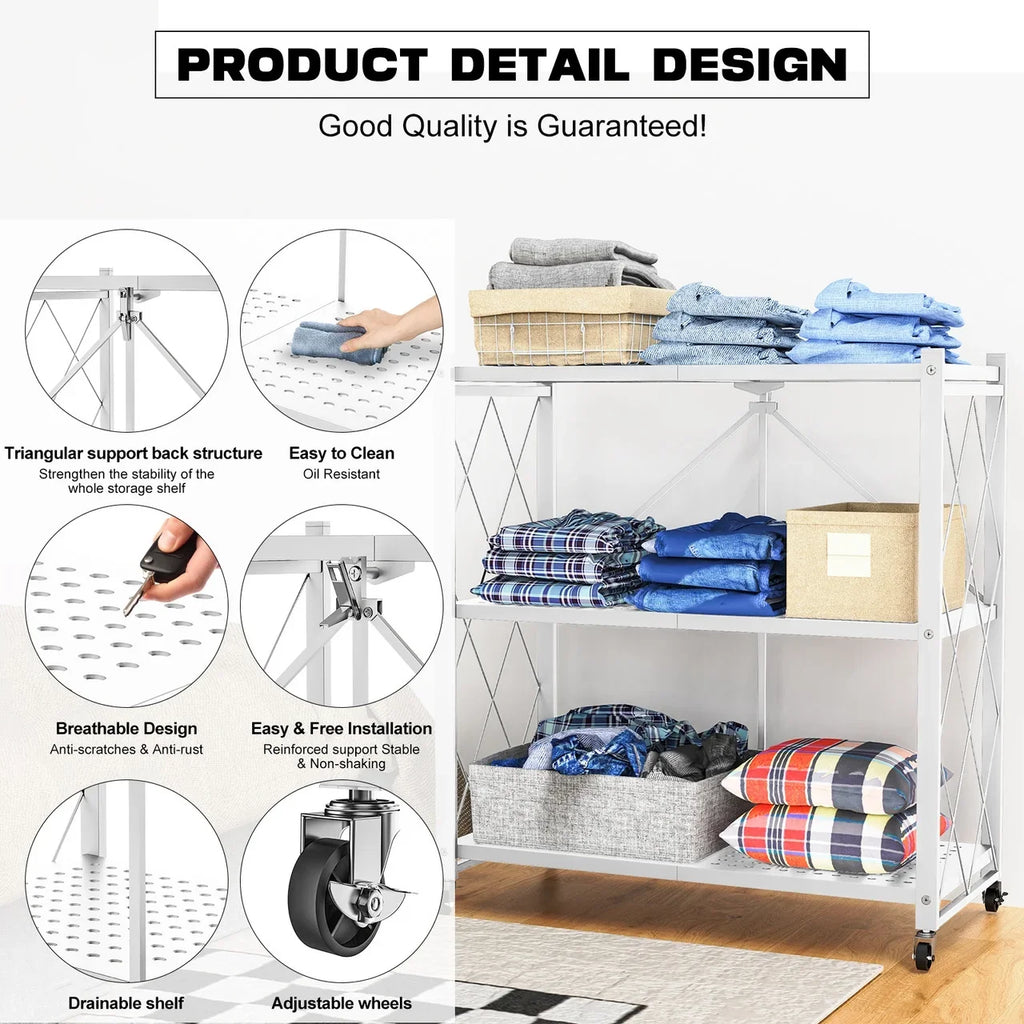 Tier Rack Metal Storage Style Heavy Shelving White QRInnovations Duty 3/4 Modern