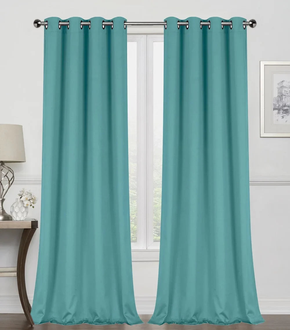 Energy Blackout Regal Top Curtain 100% Panels Pack - Teal, Saving Thermal Home 2 in. Collections Grommet Long 63