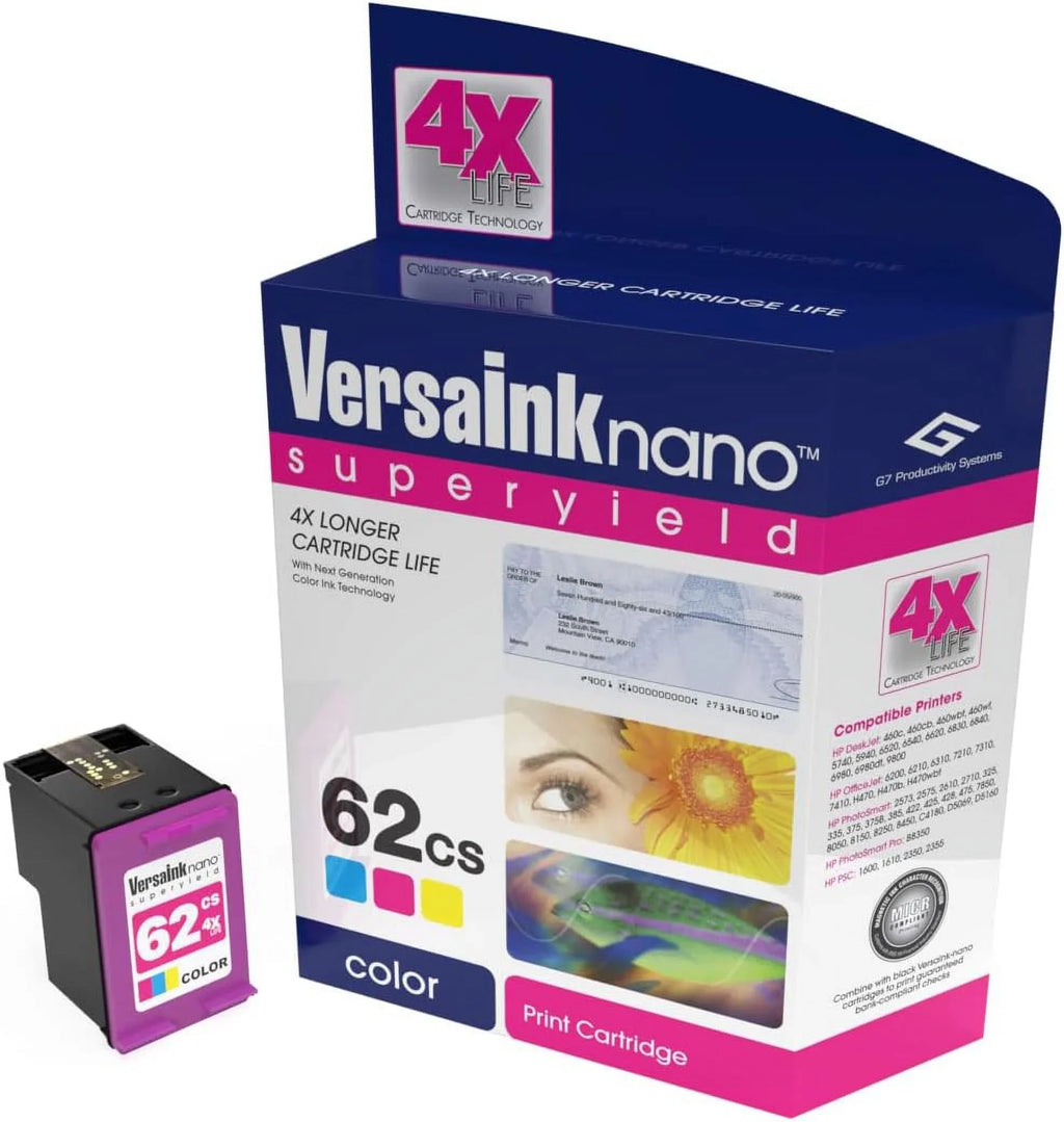 62MS VersaInk-nano 62CS Life HP Color - 4X Black(MICR) Cartridges