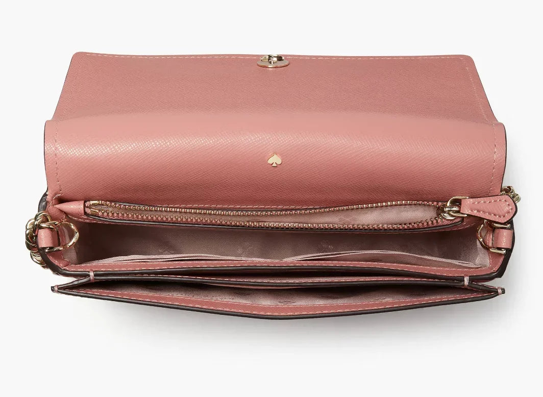 Spencer Spade Chain Pink Kate Crossbody Serene Bag Wallet Saffiano Flap Leather