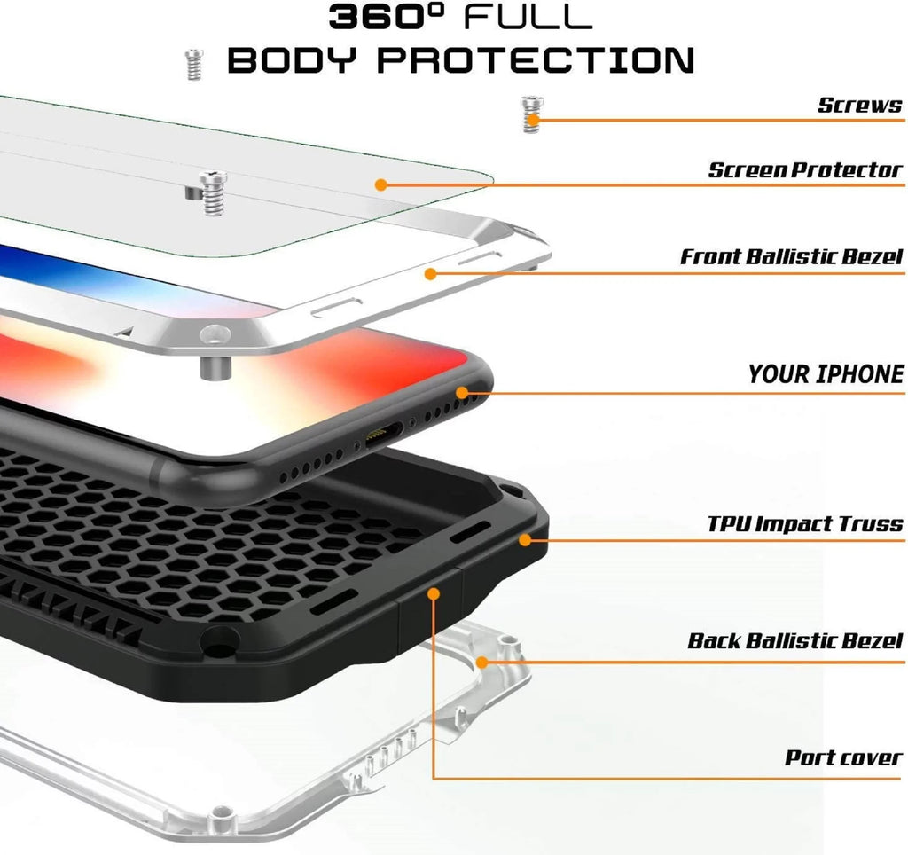 Travel Gorilla iPhone Scratch Case Heavy Shockproof Glass (Silver) and Resistant Metal Grade Military Outdoor Duty 6 Aluminum Rugged Protection,