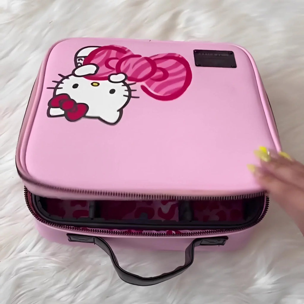 Bag Toiletry Travel Animal) Hello Faux Kitty Leather, Bag Cosmetic Impressions (Pink with Vanity