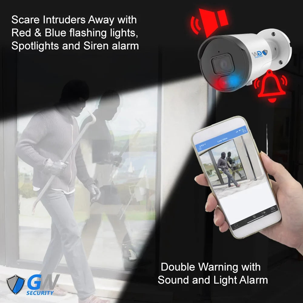 System 4K (32) Camera Cars UltraHD & Color 8MP Outdoor 32 with GW Security Lights NVR Night with Alarm Security Detection Audio Vision PoE Cameras, Channel Full-Time Two-Way AI Human PoE