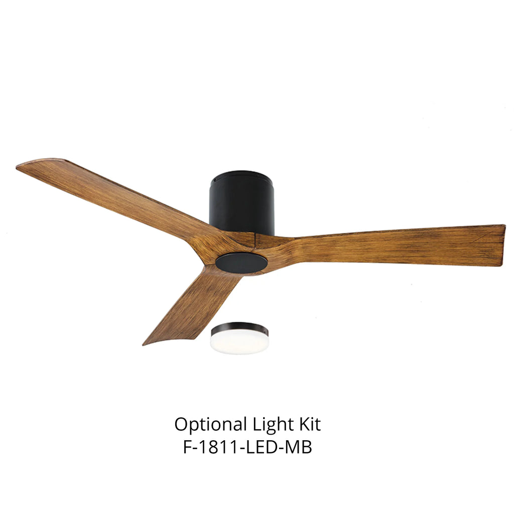Fan Sold Smart Koa Remote Separately) Kit Control Matte Aviator with Flush 3-Blade Distressed Indoor 54in Outdoor Ceiling and Mount (Light Black