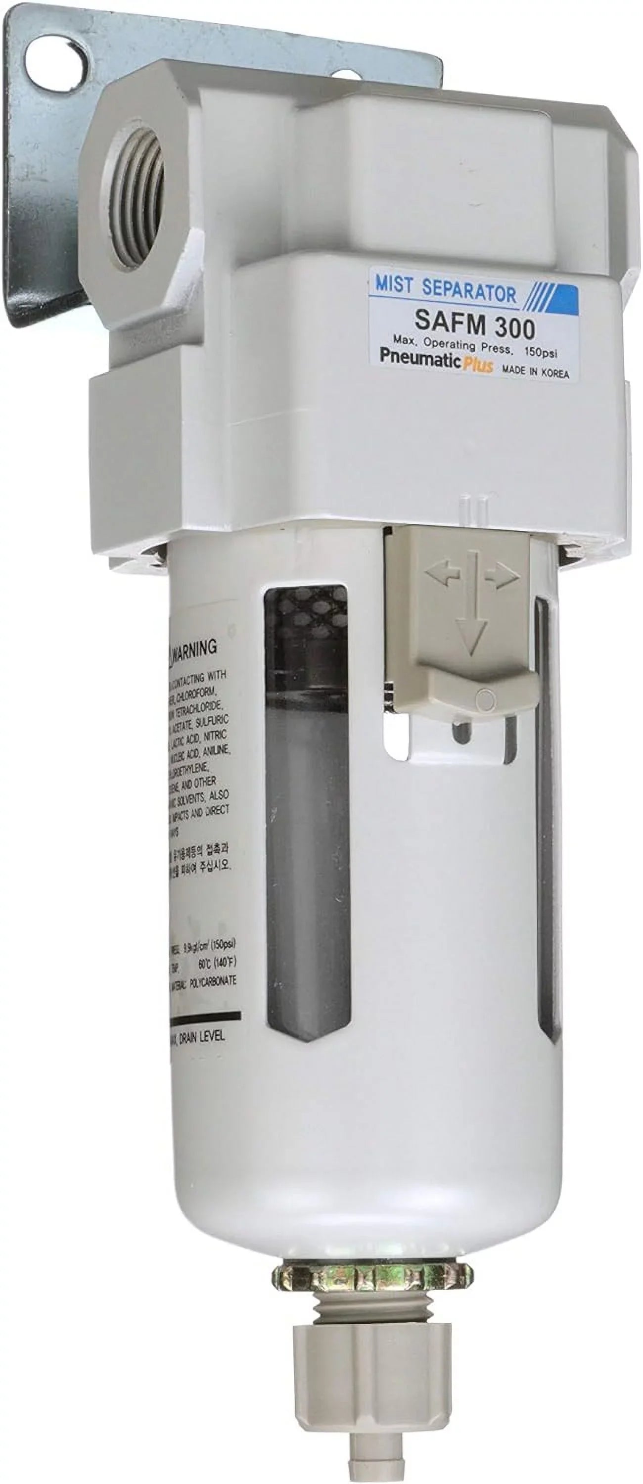 drain, manual compressed coalescing micron, 3/8" 0.1 - bowl, filter, bracket npt air