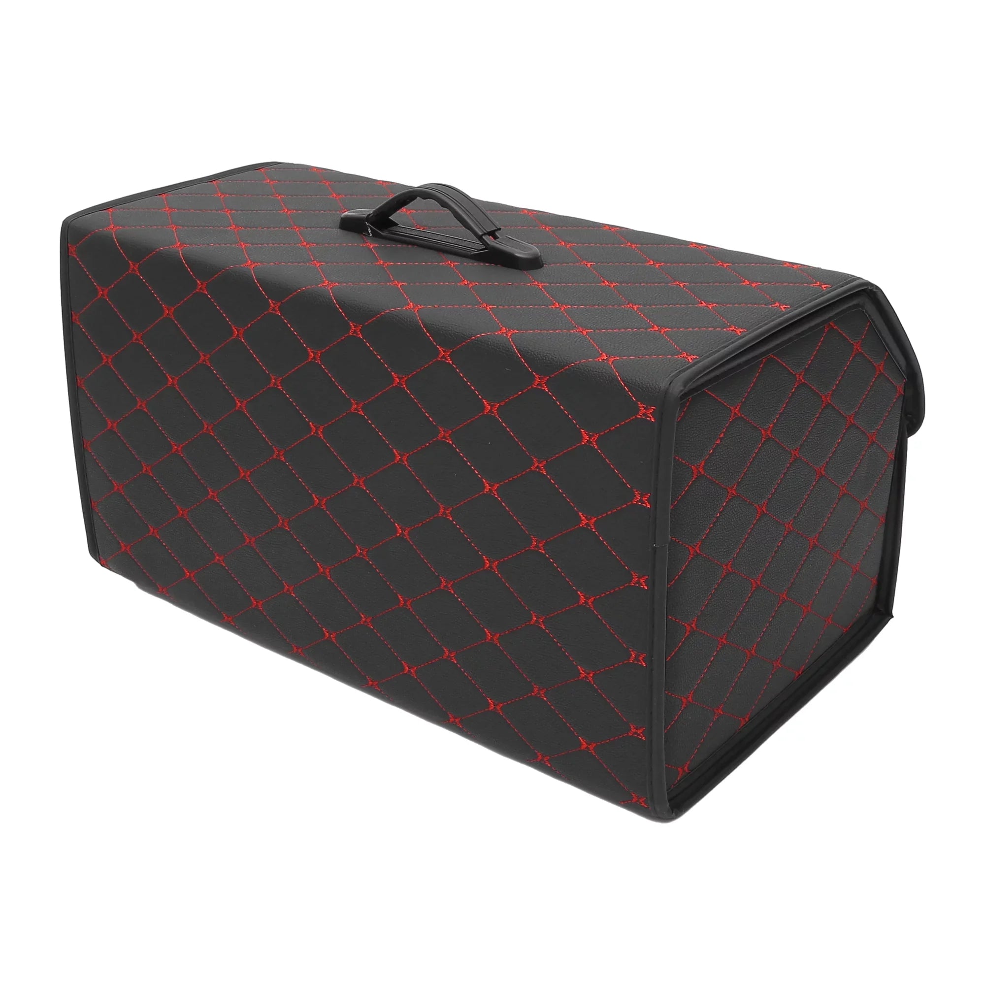 Stitches SUV Leather Car 54x31x29cm for Handle Storage Red Trunk Bag Organiser PU Foldable Boot Truck Bag with Black