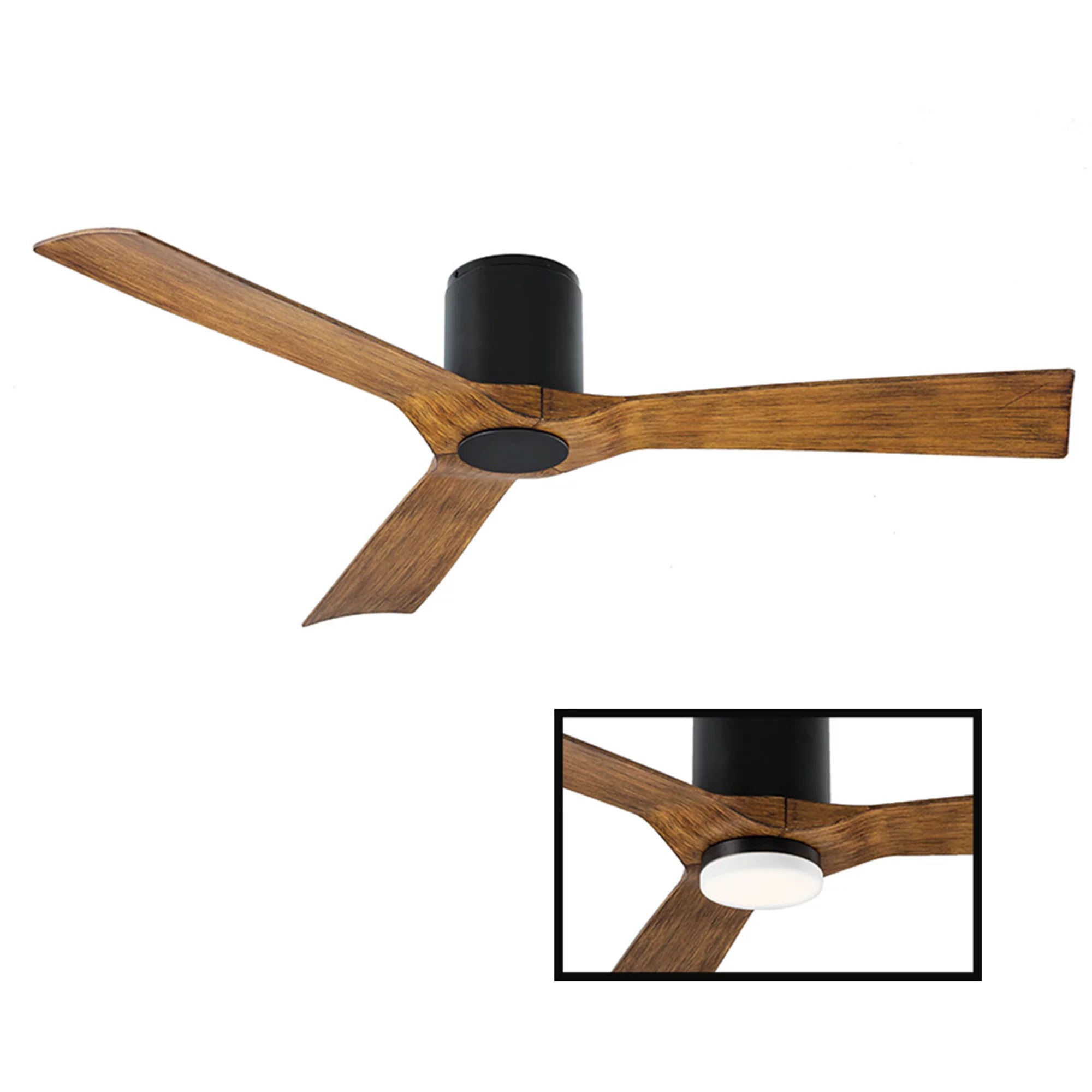 Fan Sold Smart Koa Remote Separately) Kit Control Matte Aviator with Flush 3-Blade Distressed Indoor 54in Outdoor Ceiling and Mount (Light Black