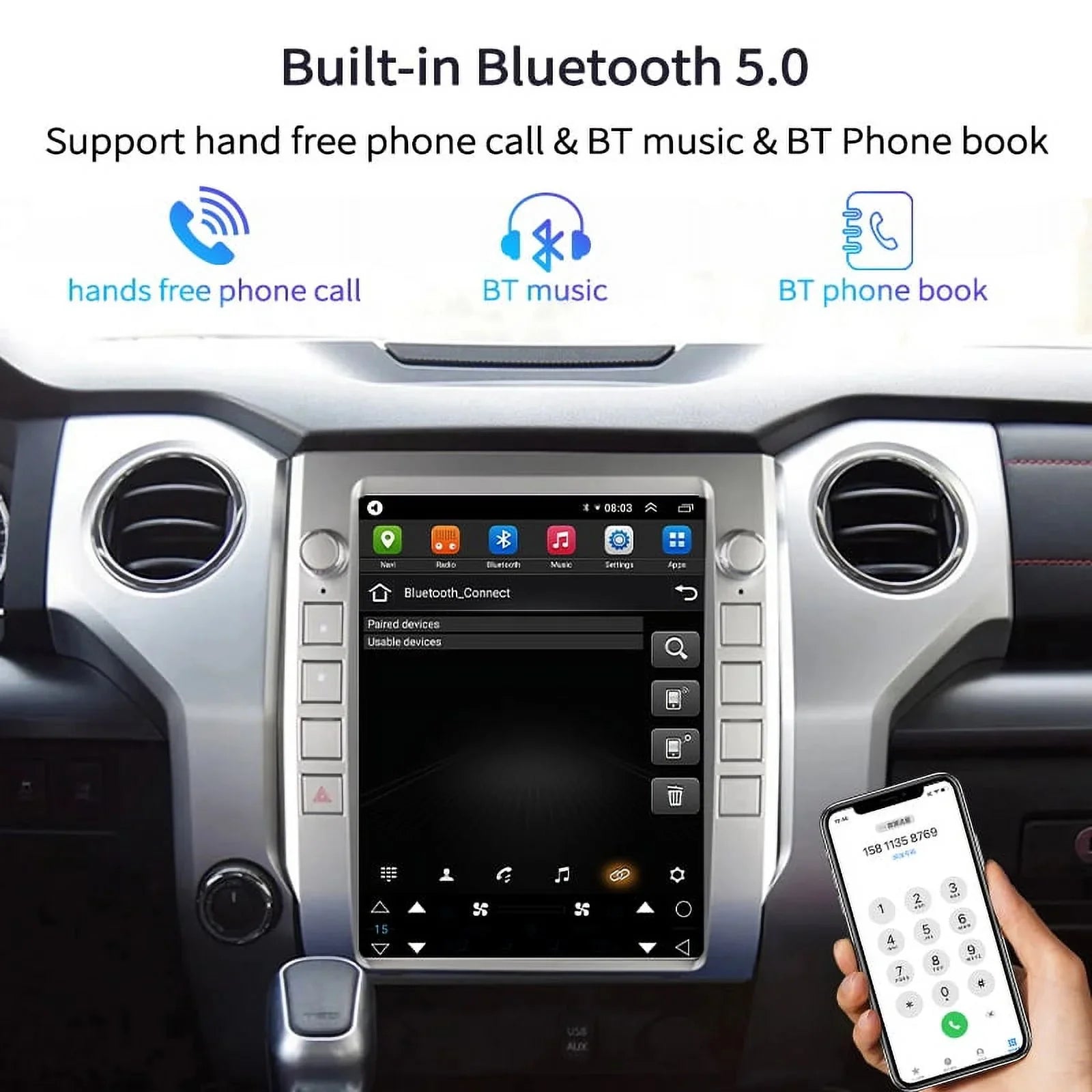 4GB+64GB Head , Auto Toyota For Carplay Car Tundra , Android Player Built-in Inch 2014-2020 12.1 Multimedia Stereo Radio Android Car Unit