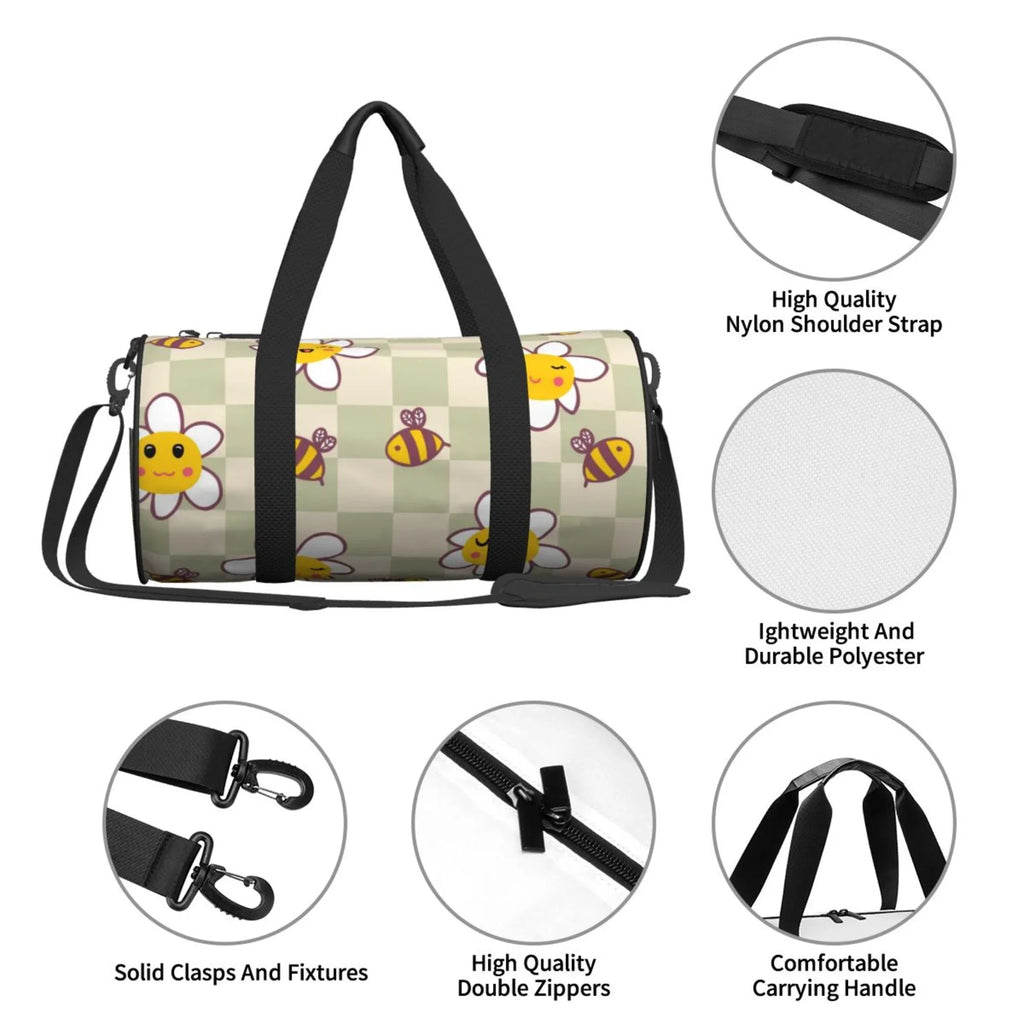 ZICANCN for Daisies Retro Bag, Women Bees Sports Gym Bag Bags Tote Weekenders Duffle Men Checkerboard Travel