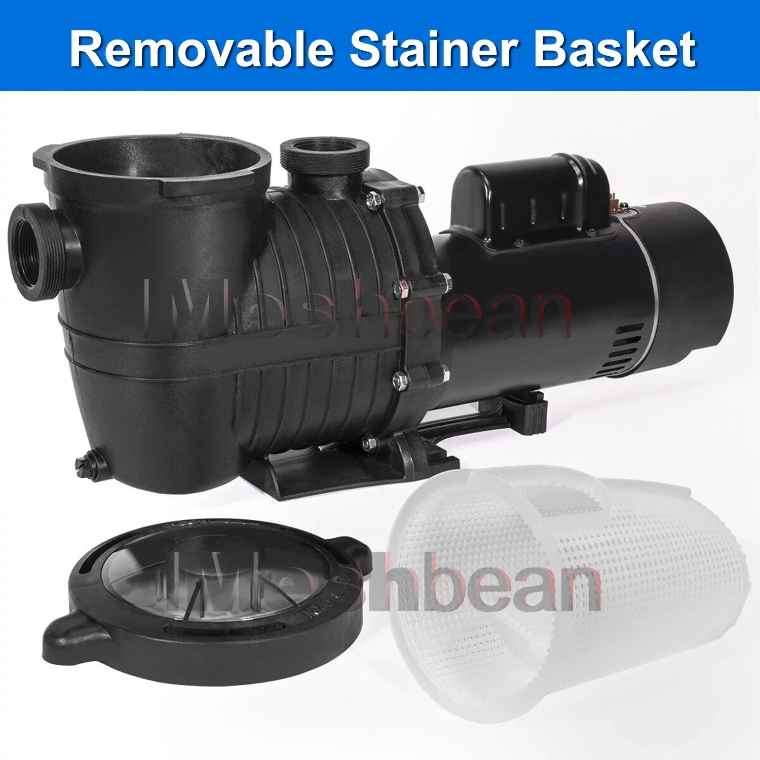 Pool Swimming w/ Head Above Inground Speed Ground, Pool 110V-230V, Single 2HP For 6500GPH, Ground Max & 78FT, Pools, Basket Connector Pump iMeshbean and Motor, NPT Pump Swimming Strainer Above