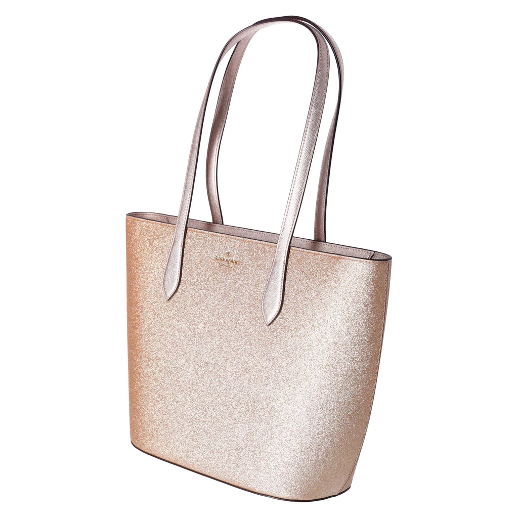 Holiday Tote Kate Top Bag Gold Spade Shoulder Glimmer Zip Large Glitter