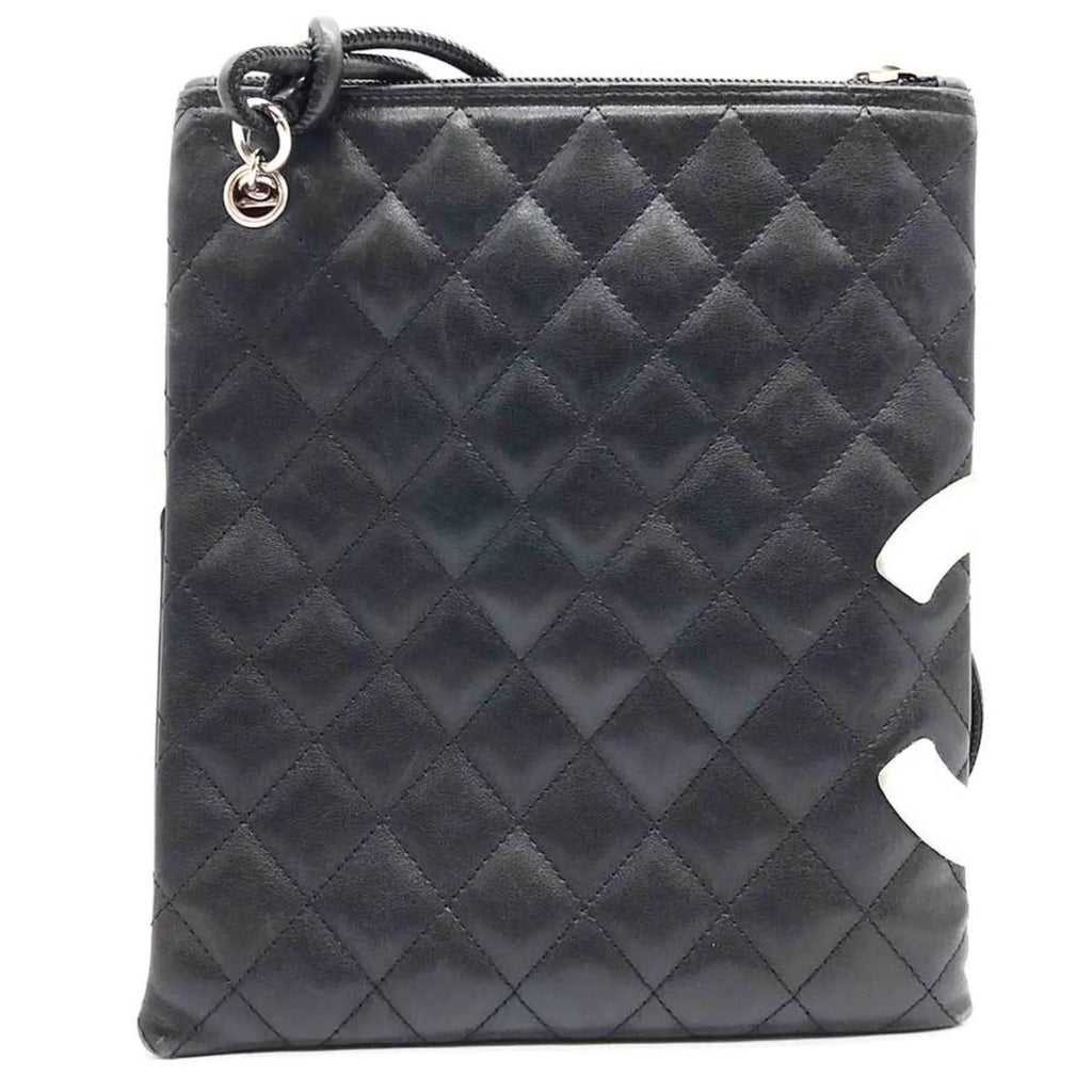 (Fair) Cambon Leather Pre-Owned CHANEL Black Bag Line 100s Shoulder