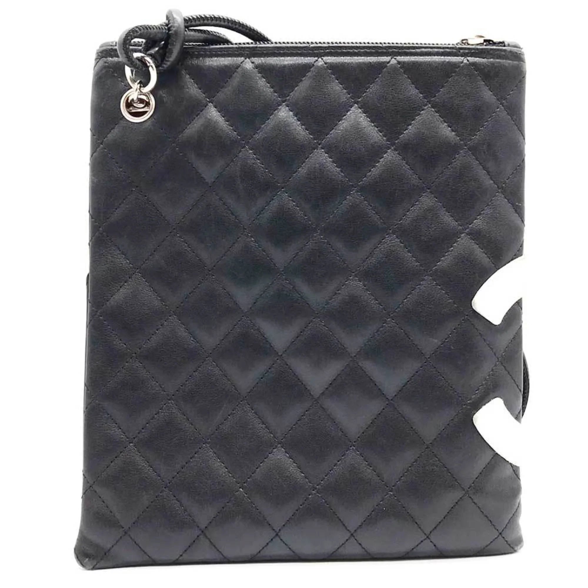 (Fair) Cambon Leather Pre-Owned CHANEL Black Bag Line 100s Shoulder