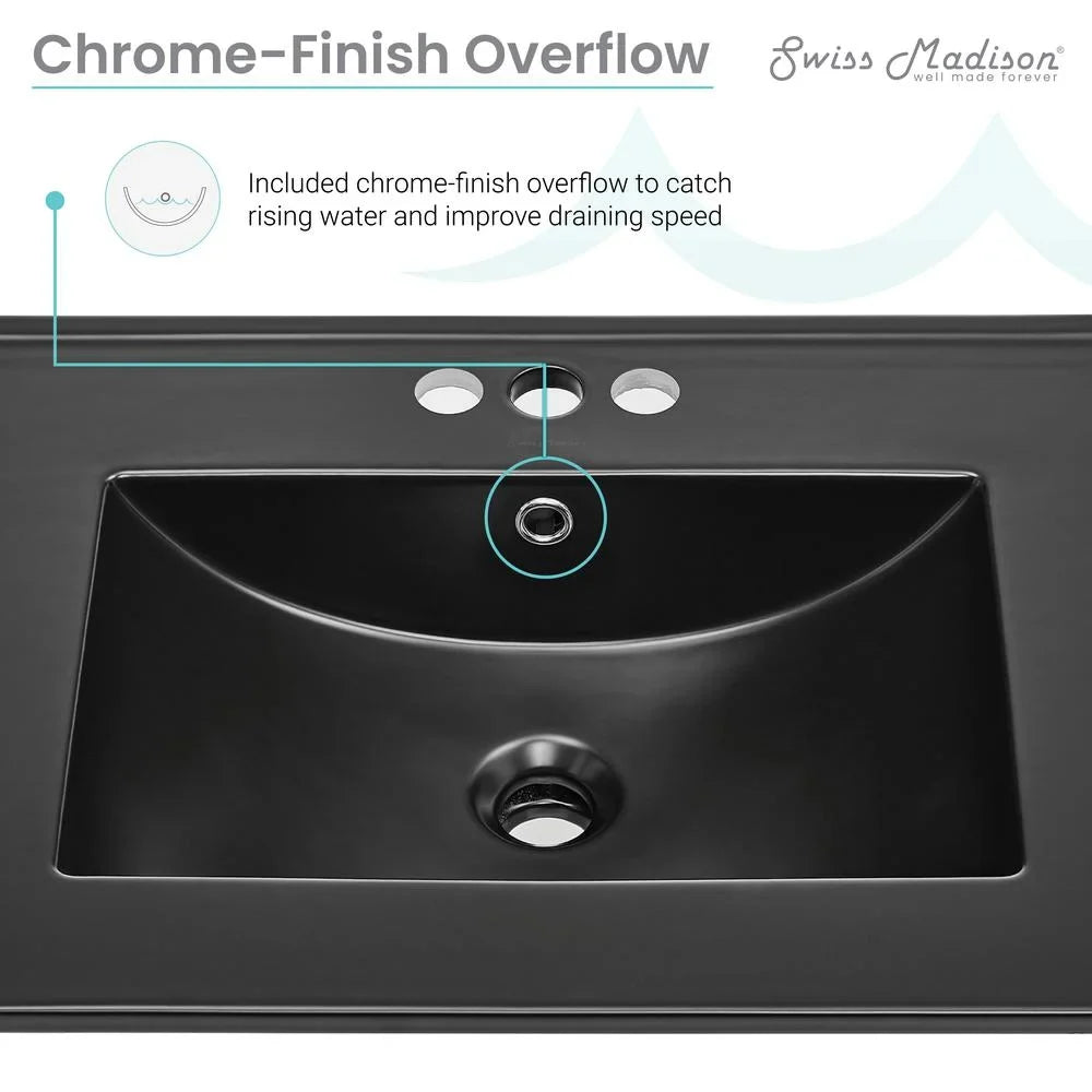 Sink with Black Matte 24" Vanity Faucet Bathroom Holes 4" Top in Centerset