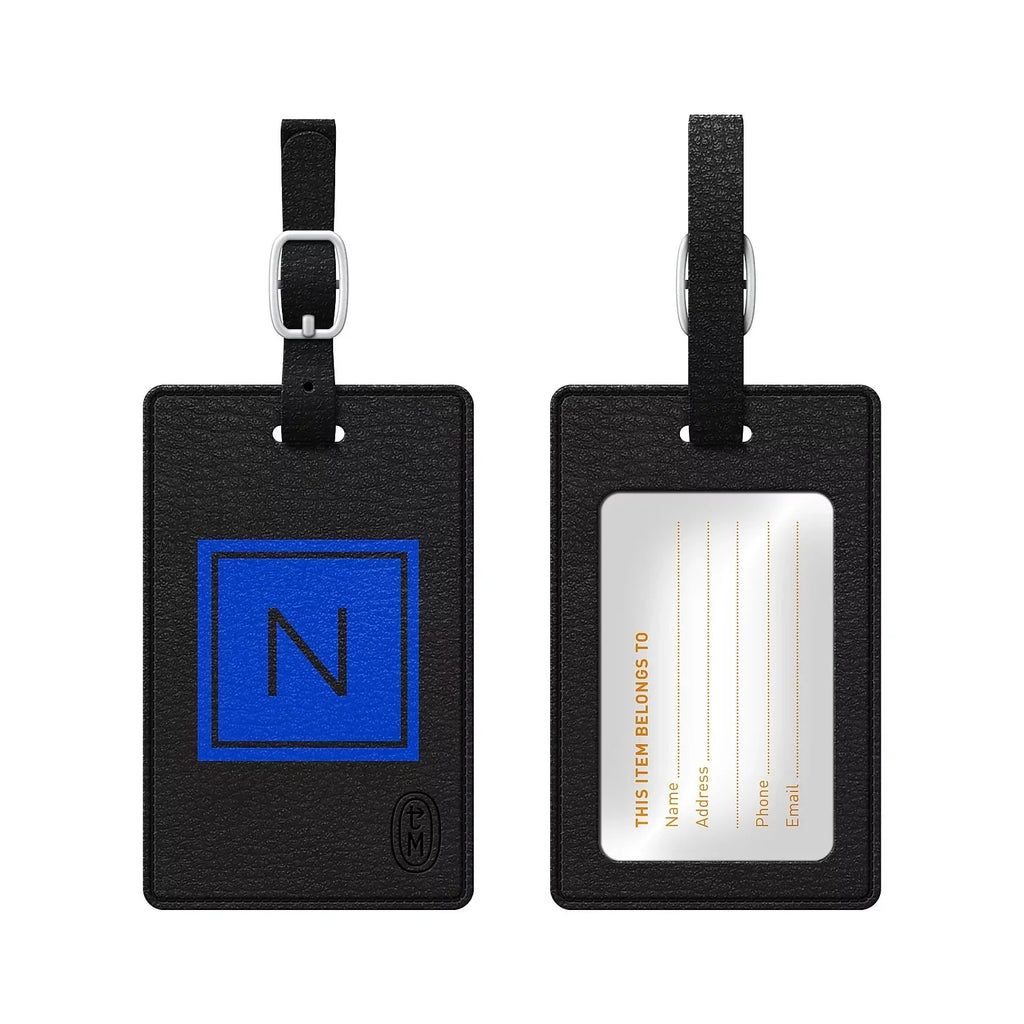 Marine Leather Black Centon TAGV1BLK-M06M-N Monogram N Inversed Bag Tag OTM