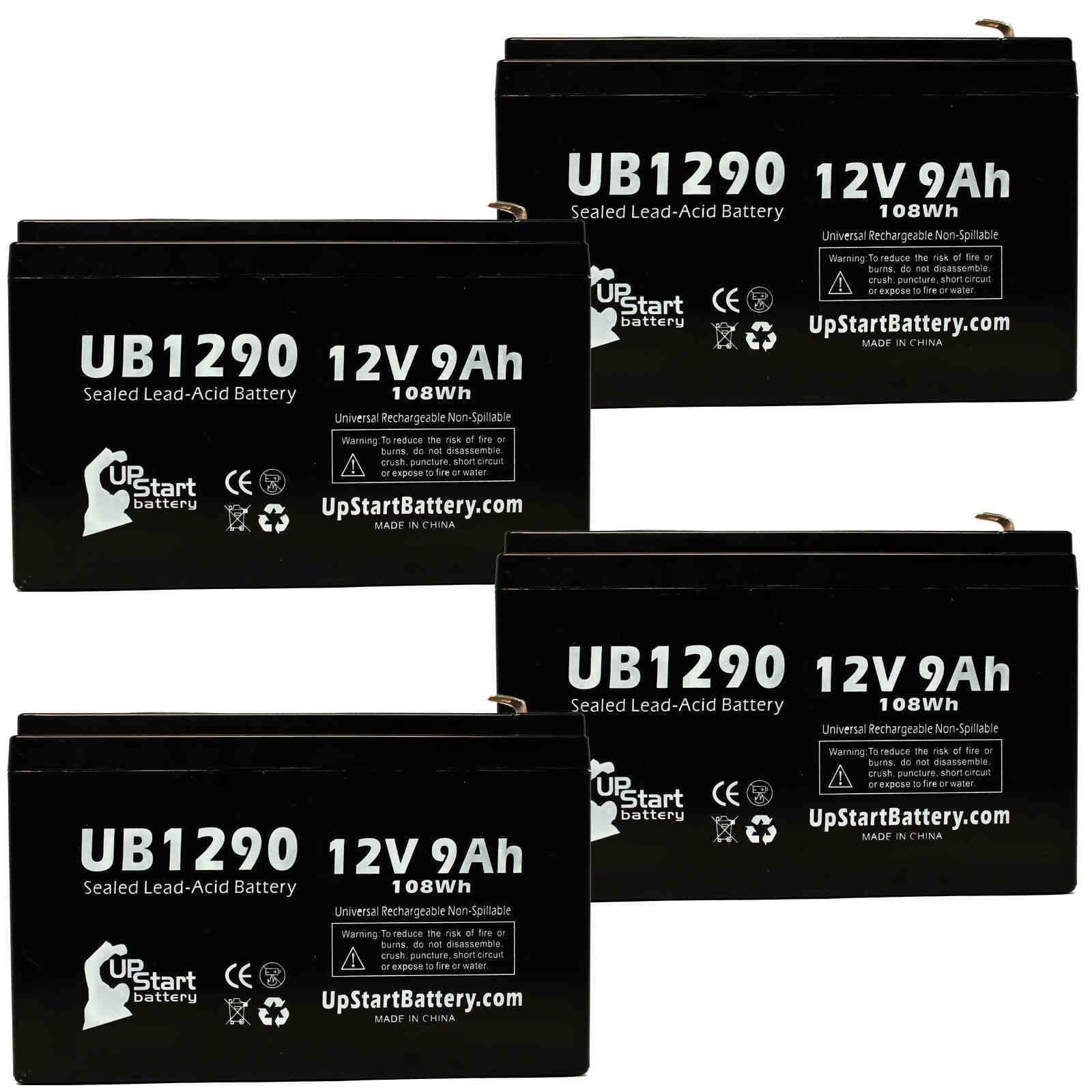 Sealed Battery Terminal, 9000mAh, Terminal Kontron 9Ah, AGM, F1 SLA) MICROGAS Battery Acid Lead 8 Universal 7640 - to - Compatible (12V, 4x UB1290 Includes F2 - Replacement Adapters Pack F1