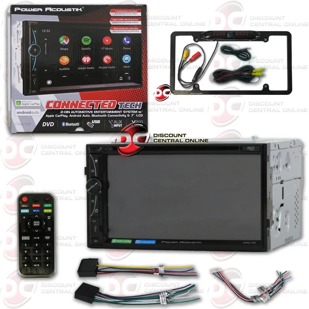 Full 7" DiscountCentralOnline 2-din Cd plate  License camera Auto Power FL09BK CPAA-70D W/ Bluetooth Acoustik vision Night Dvd Stereo Android Carplay Waterproof back-up with &