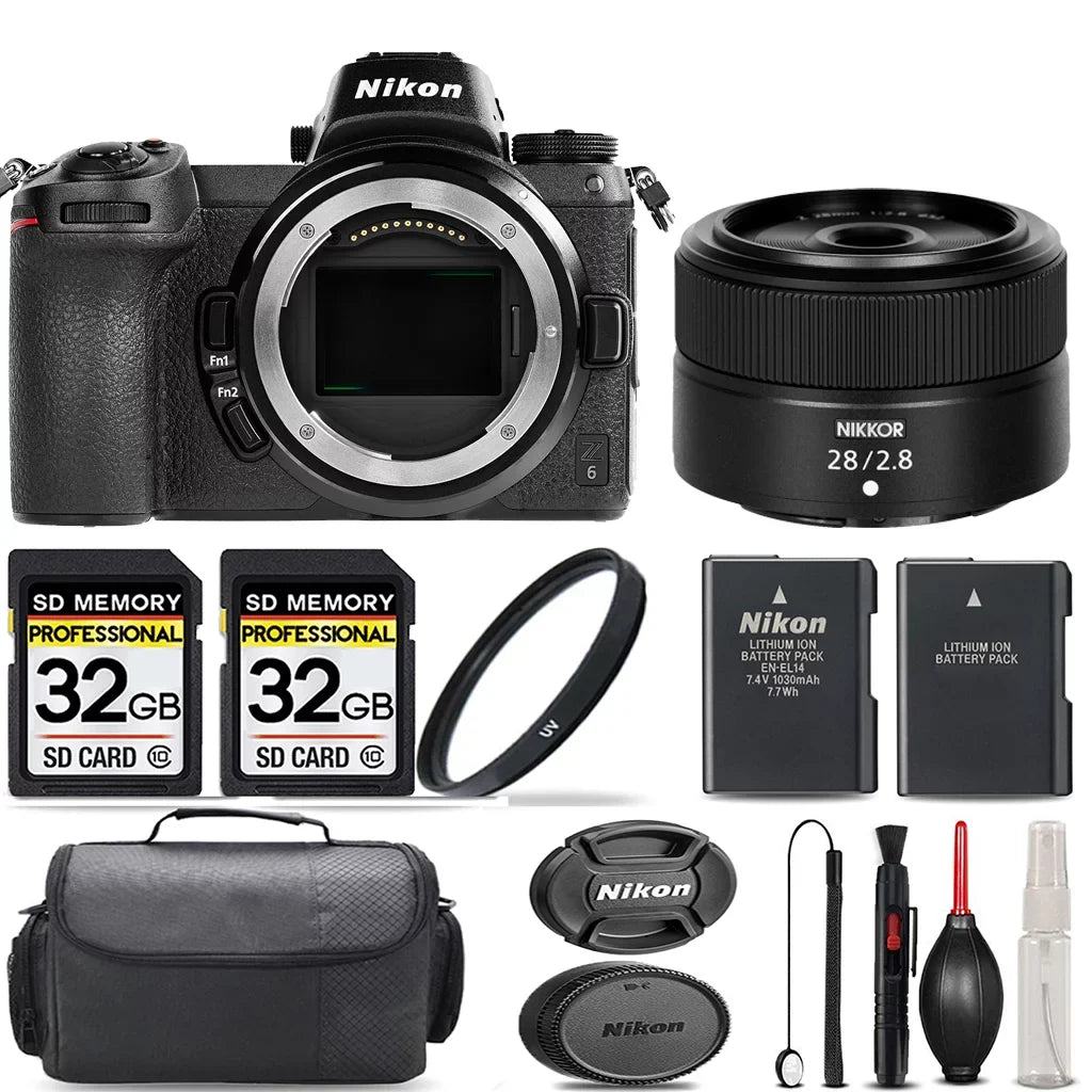 '- Cleaning Version + with Case Filter International f/2.8 Extra 64GB Mirrorless + + Backup 28mm Kit Battery Nikon Lens UV + Storage Z6 +