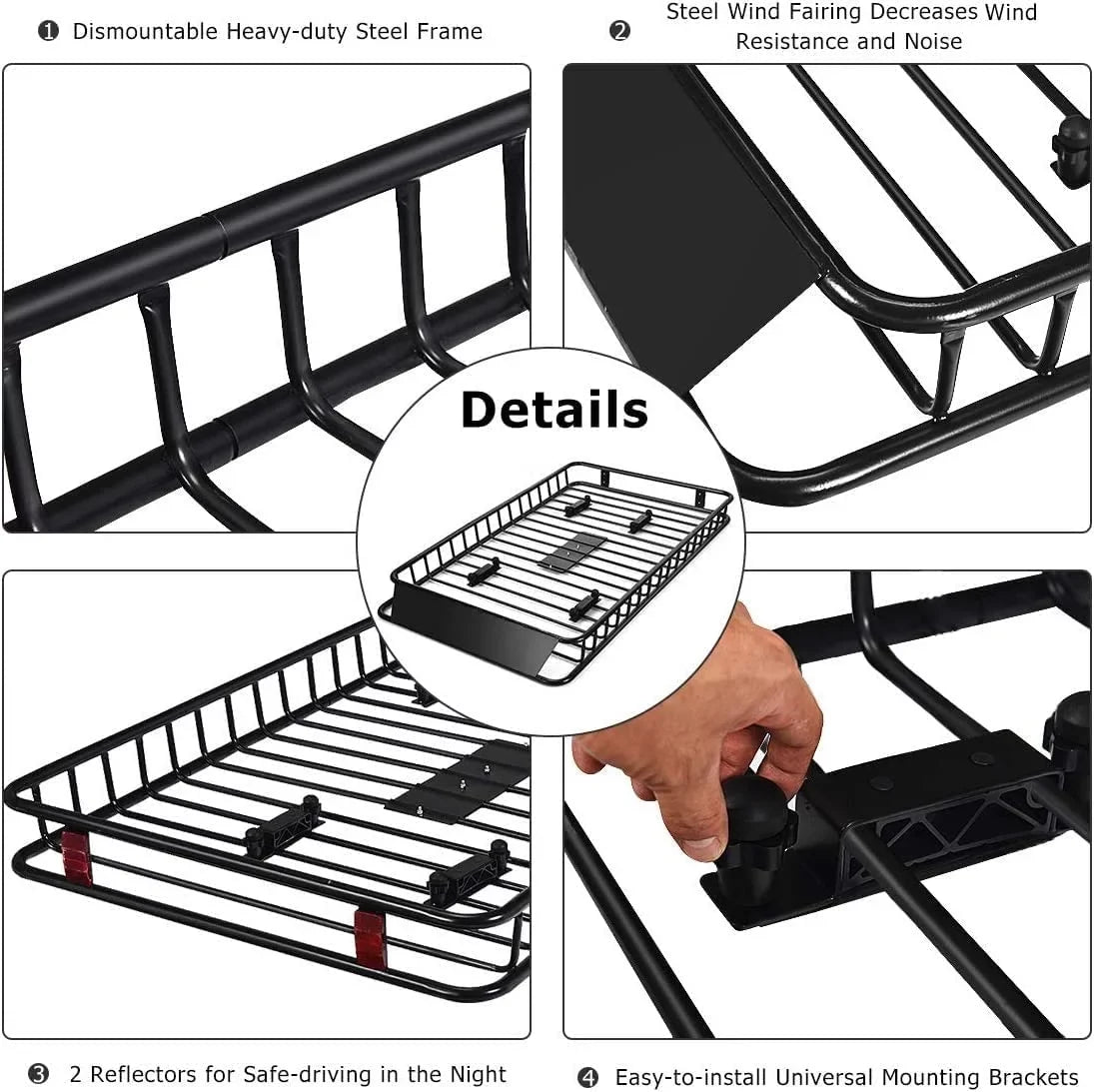 64" x Capacity, Top Rack for with 150lb Roof with Cargo 6” Car Basket Cargo Holder Rooftop 39”x Luggage Carrier Universal SUV, Truck Extension, Carrier