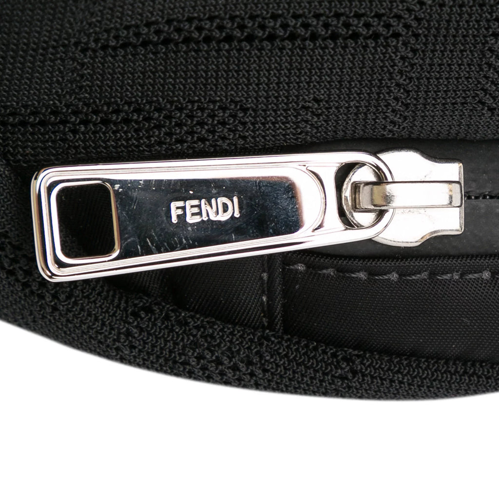 Fabric Unisex Authenticated (Good) Pre-Owned Pocket Black Bag Knit Neoprene FF Perforated Belt Fendi Vitello Grace