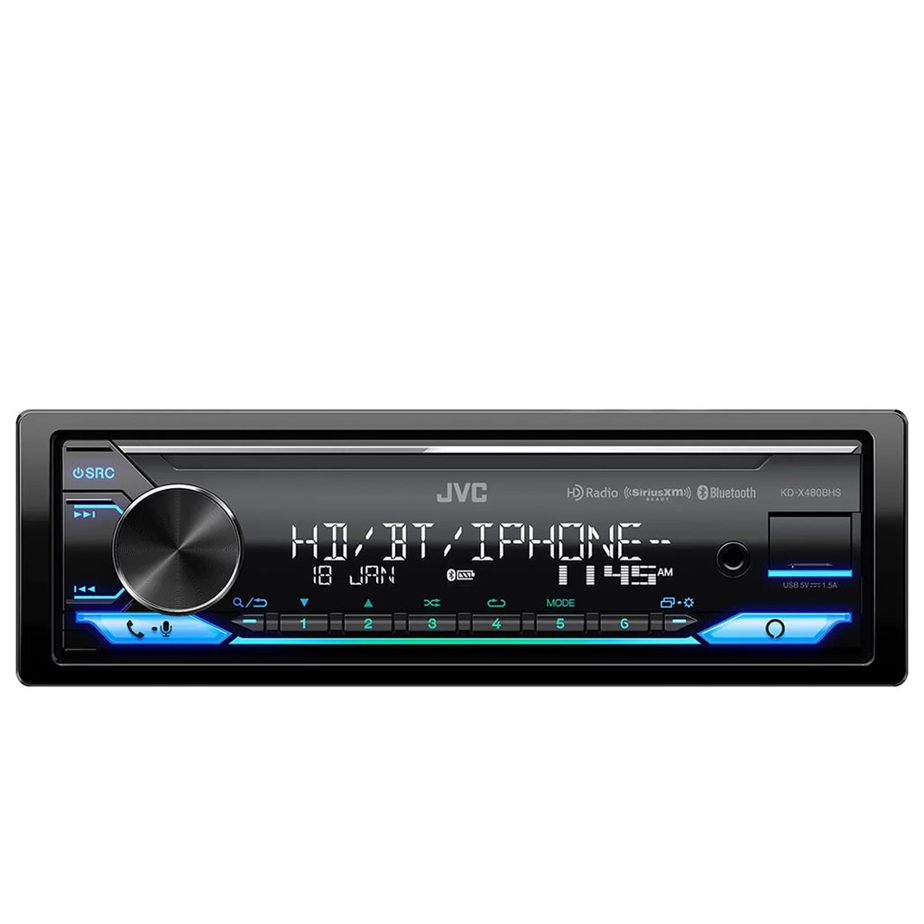 Bluetooth Single Ready FLHX 2x Adapters, Stereo with KD-X480BHS Audio Speakers FLHTC Radio SiriusXM 6.5" USB AM/FM Kit Receiver, LED Amazon DIN Install Dash Harley LED JVC Alexa AUX Car Enrock