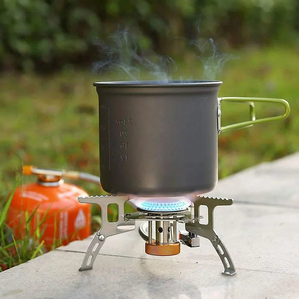 Camping Mini Pocket Stove, Silver Camping Gas Stove Split Stove, Folding Gas Stove