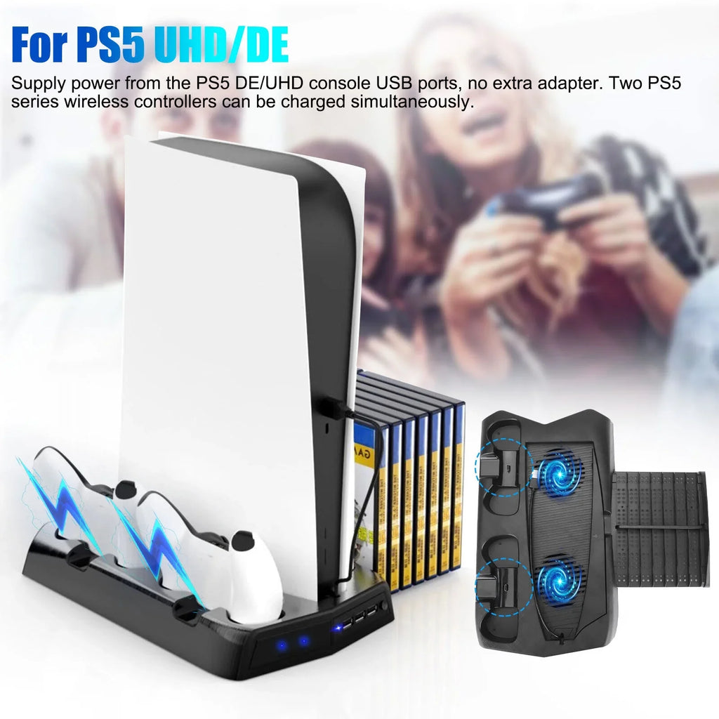 Stand PS5 For Slot Controller 14 w/Console Fans Charging Dock Games Disk Cooling