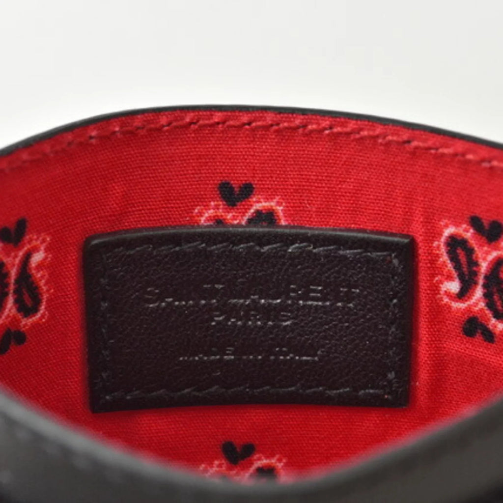 Laurent Case Pre-Owned YSL SAINT Logo Leather Card (New) Business Black Saint LAURENT Holder Studs