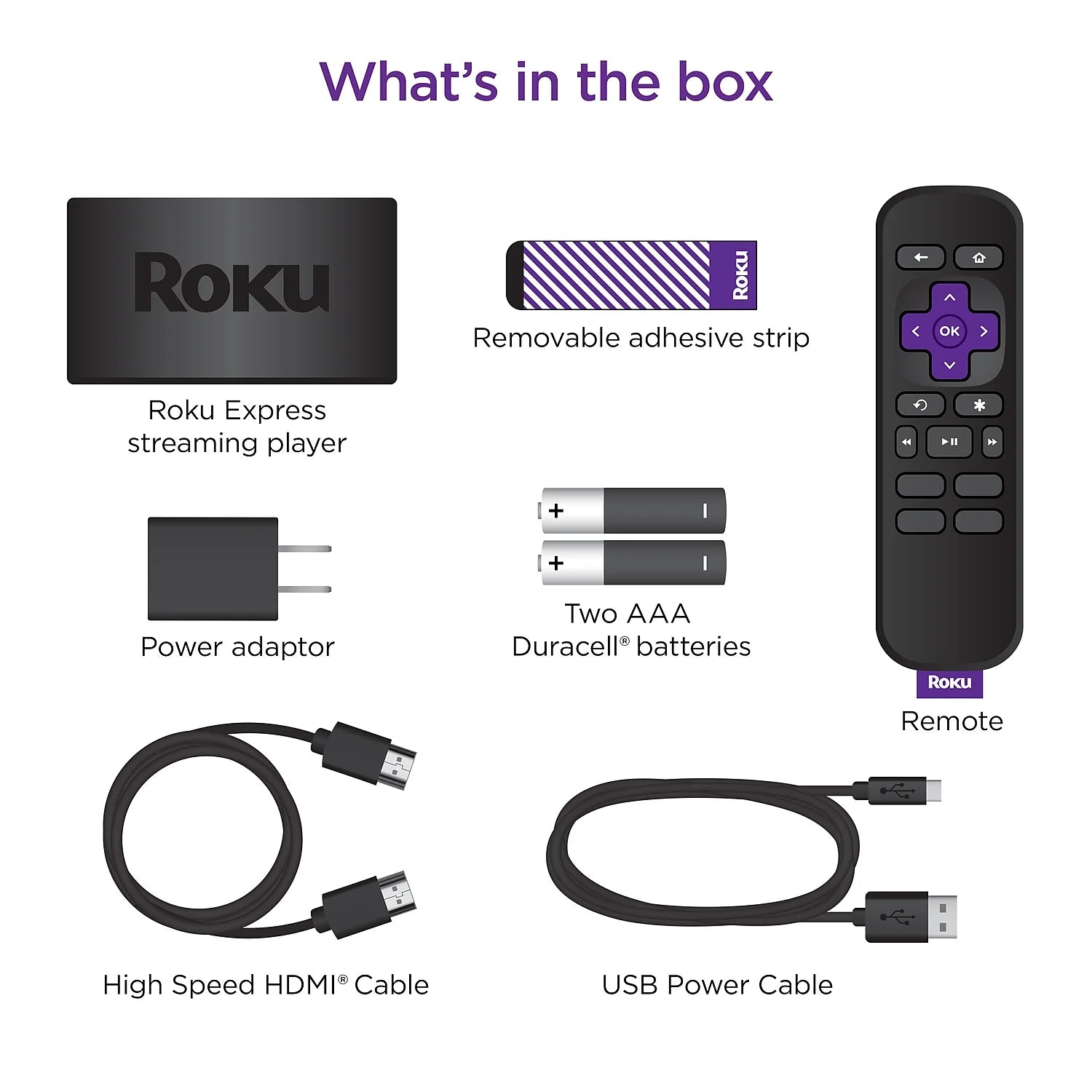 and Speed Cable with HD Media Streaming Roku Simple HDMI Express High Remote Player