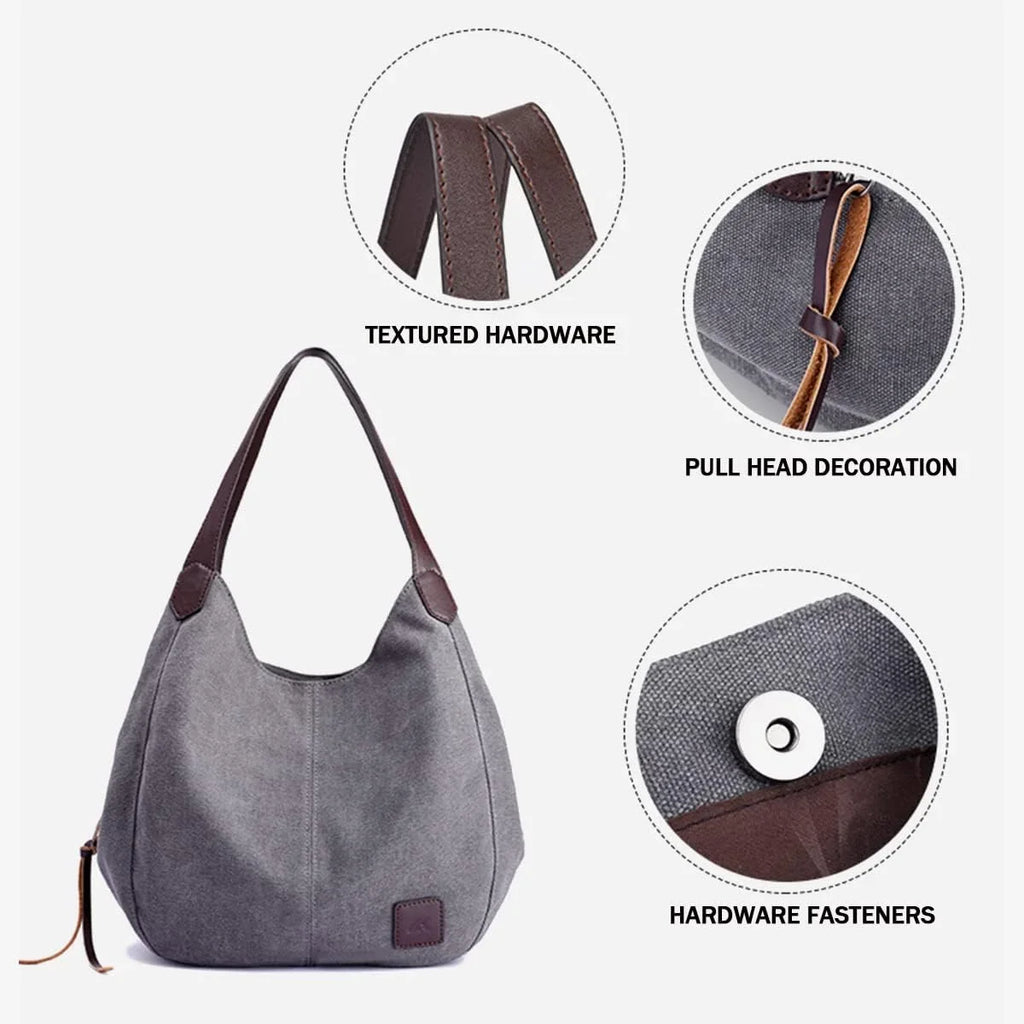 Multi Canvas Pocket Handbags Purses Hobo Shoulder Totes Bags Women Purse