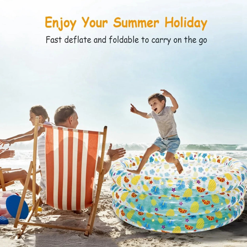 59x21in Family Pool Swimming Blow Swim Ball Pool Inflatable Pool Kids Center For Foldable 3 Up