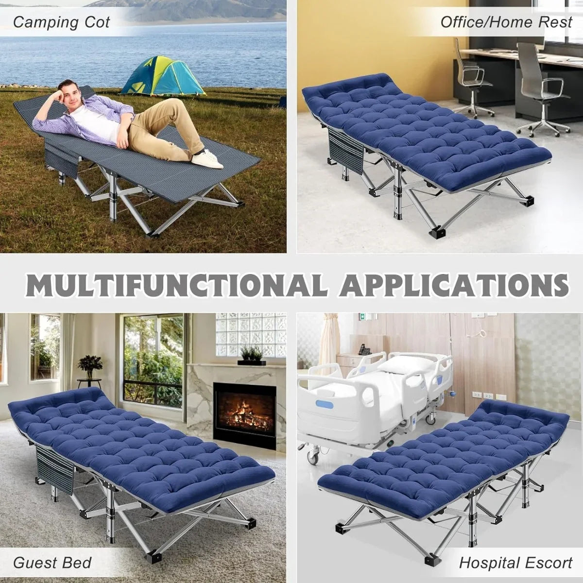 Travel for D Heavy Cot with Adults, Layer W/Mat Oxford Folding Camping Cots Carry Duty Bed Bag,1200 Outdoor Camp