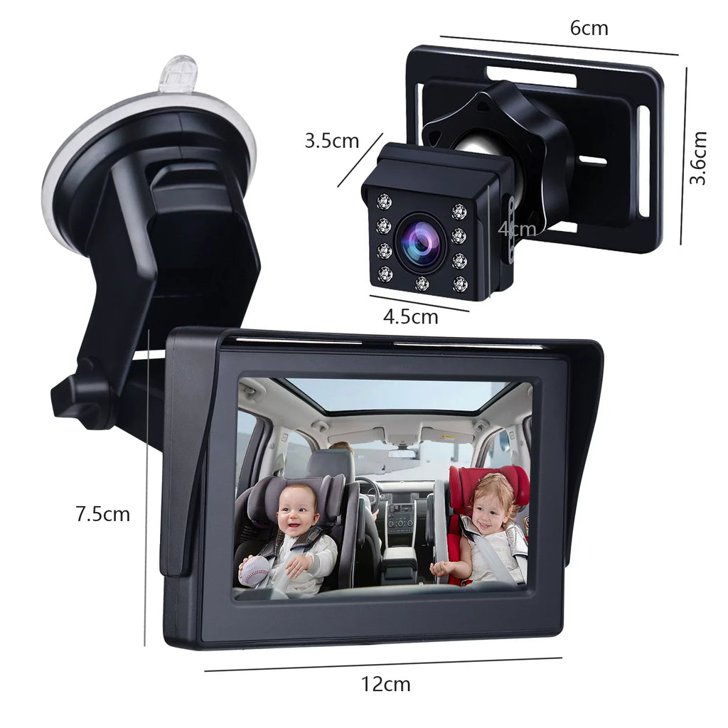Night Vision 4.3 Crystal Car Baby Mirror View Clear Inch ammoon Camera, Monitor, 1080P Wide