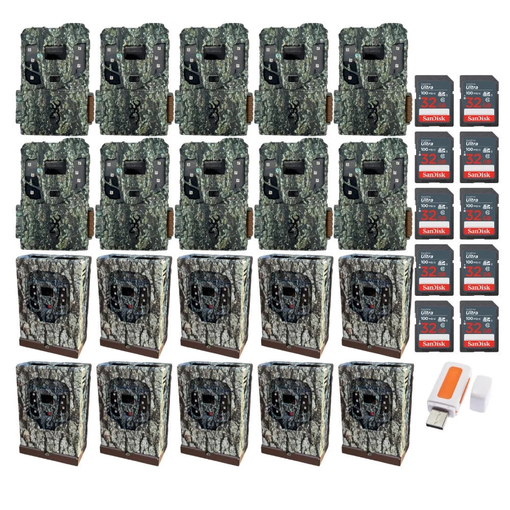 Pro Max HD Box Scout Browning M/Card w/32GB & 10PK Reader Security TrailCamera,